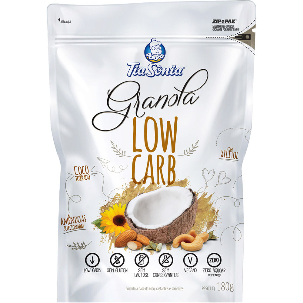 Granola Low Carb Tia Sonia Coco e Amêndoa 180g supernossoemcasa