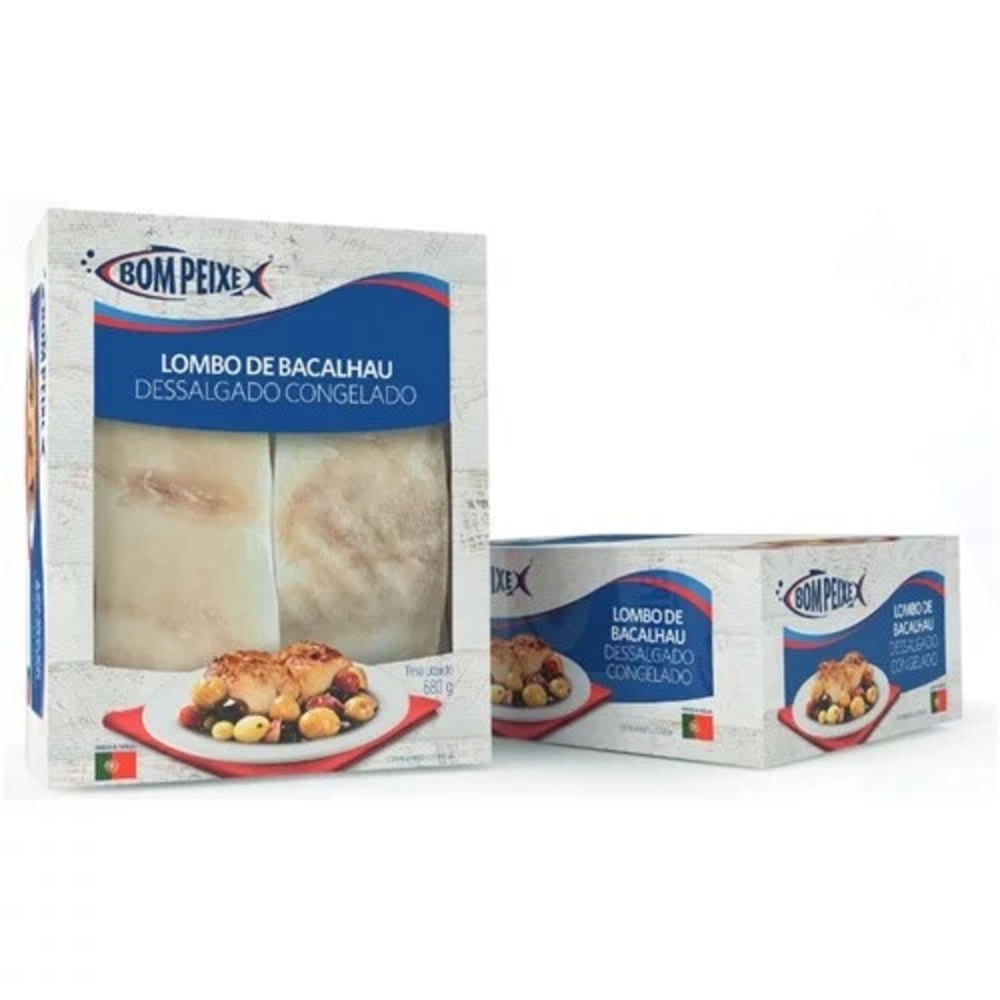 Lombo de Bacalhau Dessalgado Bom Peixe Embalagem 680g supernossoemcasa